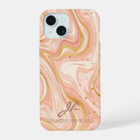 Peach Cake Marble Gold Glitter Customisable
