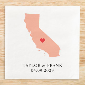 Peach California Wedding Napkin