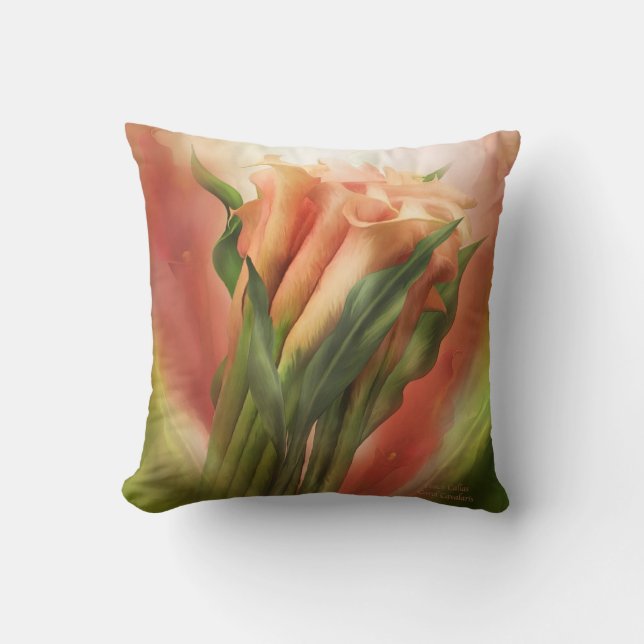 Peach Calla Lilies Art Decorator Pillow (Front)