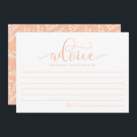 Peach Calligraphy Adivce for the Bride to Be Advice Card<br><div class="desc">Peach Calligraphy Advice for the Bride-to-be Bride Card | Write down your advice for the bride-to-be with this blank memories card. It features whimsical calligraphy with foliage pattern. Matching items are available.</div>