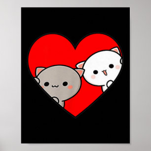 Peach Cartoon Love Goma Cat Valentine’s Day Heart  Poster