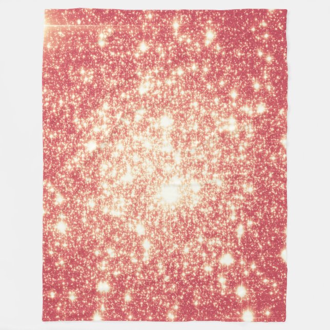 Peach Champagne Stars Fleece Blanket (Front)