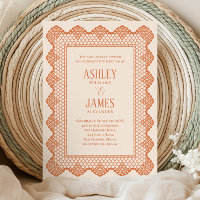 Peach Chantilly Lace Border All in One Wedding