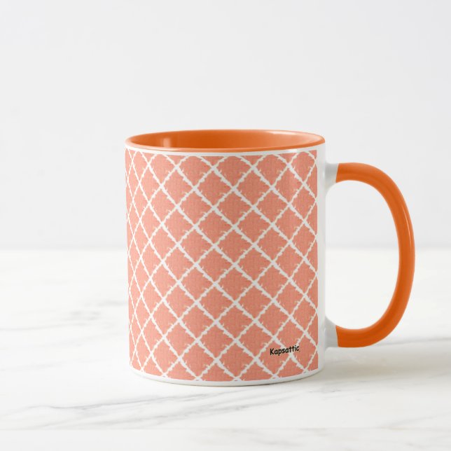 Peach Check Pattern Mug (Right)