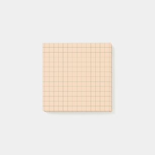 Peach Chequered Grid Pattern Aesthetic Office  Post-it Notes
