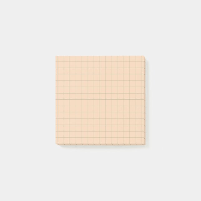 Peach Chequered Grid Pattern Aesthetic Office  Post-it Notes (Front)