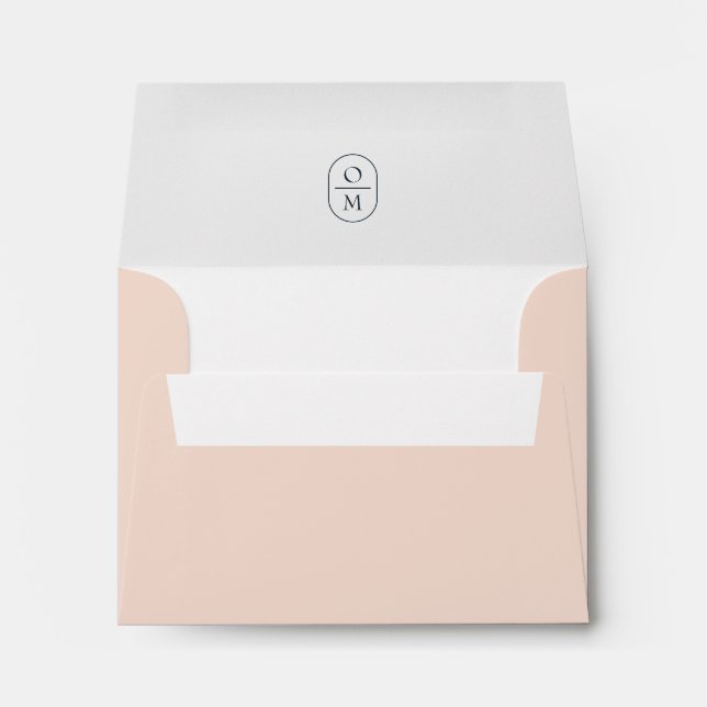Peach | Chic Minimalist Monogram Wedding RSVP Envelope (Back (Bottom))