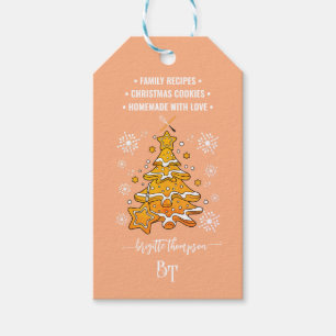 Peach Christmas Cookie Snowflakes Promo QR Code Gift Tags