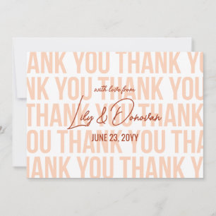 Peach & Cinnamon Modern Typograhpy Wedding Thank You Card
