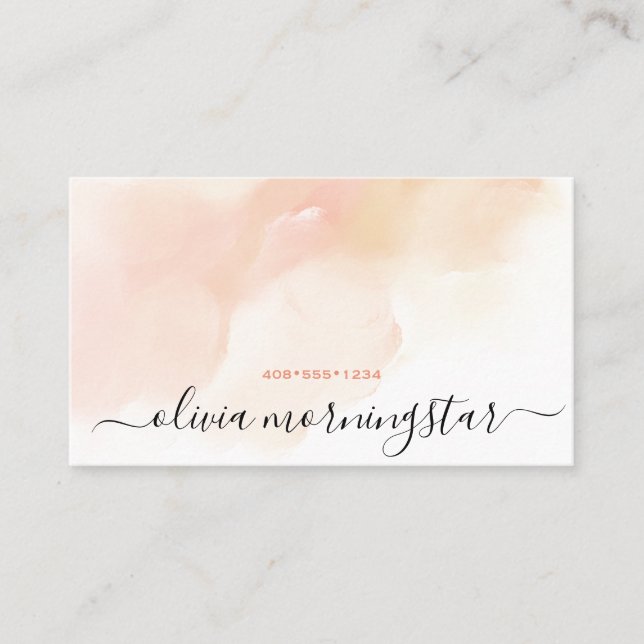 Peach Cloud Watercolor Dappled  Business Card (Front)