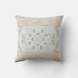 Peach + Clouds Marker and Ink Tile Design Cushion