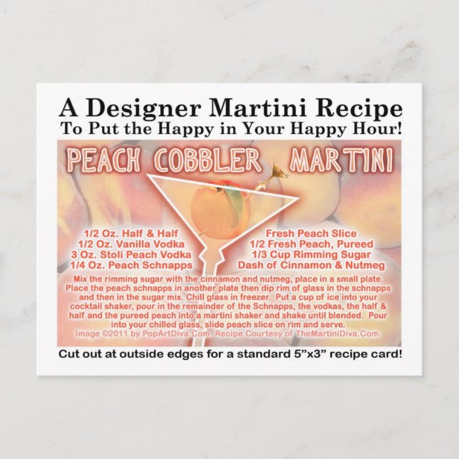 Peach Cobbler Martini Recipe Postcard (Front)