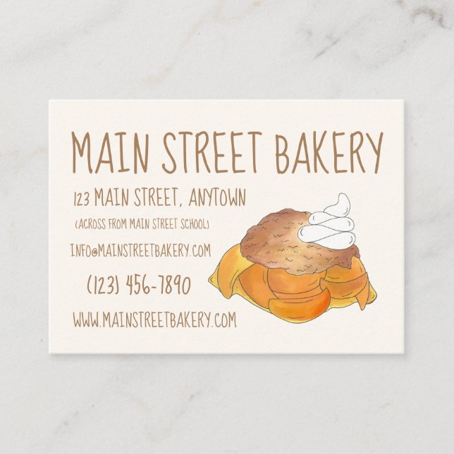 Peach Cobbler Southern Bakery Pastry Chef Business Card (Front)