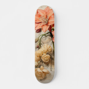 Peach Colour Daffodil Vintage Inspired Skateboard