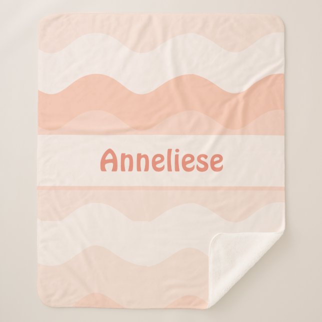 Peach Colour gradient  Wavy Personalised Blanket (Front)