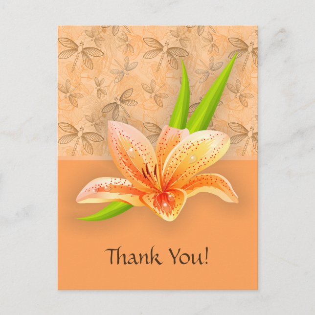 Peach Colour Lilium and Nature Art in Peach Patter Postcard (Front)