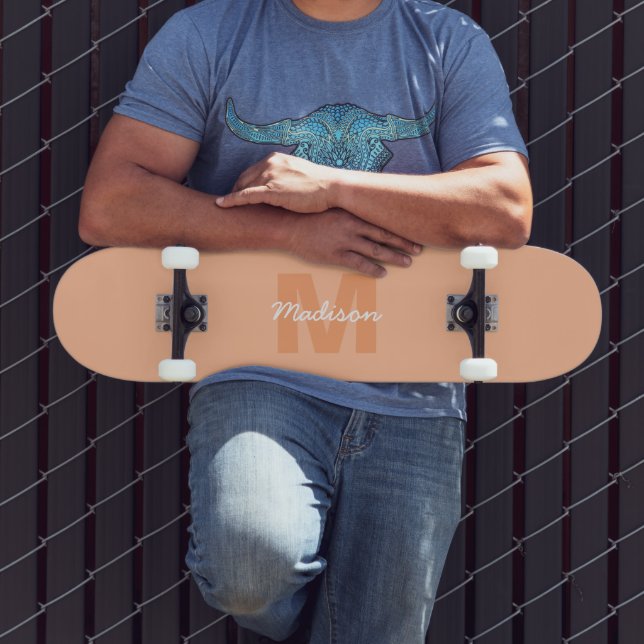 Peach colour of 2024 with custom Monogram name Skateboard (Outdoor 3)