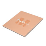 Peach colour of 2024 with custom Monogram name Tile<br><div class="desc">Trendy peach colour of 2024 with Monogram name. Create a unique and personalised gift with a custom touch! Select a font and colour scheme that suits your style,  arrange everything in a visually appealing way using editing tool.</div>