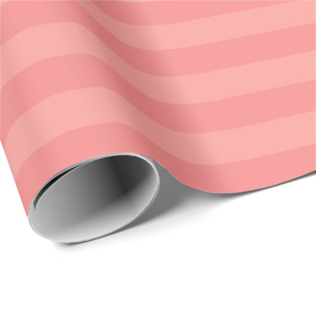 Peach Colour Tones Stripes Custom Template Elegant Wrapping Paper (Roll Corner)