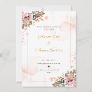 Peach Colour Wedding Invitations