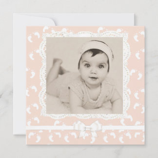 Peach Coloured Baby Girl Birth Announcement