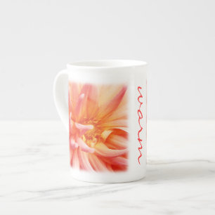 Peach coloured Dahlia Bone China Mug