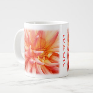 Peach coloured Dahlia Large Coffee Mug