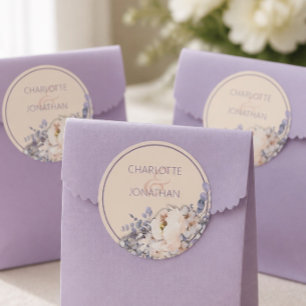 Peach Coloured Floral Wedding Stickers