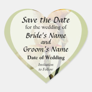 Peach Coloured Irises Save the Date Heart Sticker