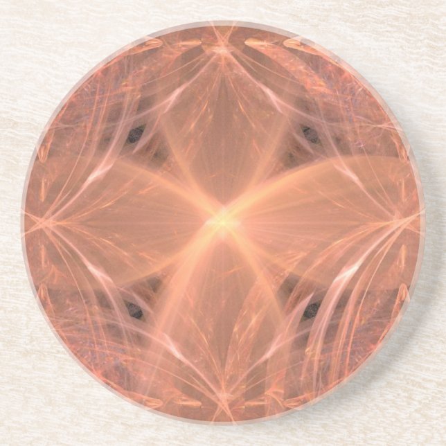 Peach Coloured Swirling Cross Coaster (Front)