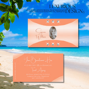 Peach Colours with Sparkling Diamonds and Photo Business Card