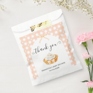 Peach Coquette Pumpkin Pie Baby Shower Thank You Favour Bags