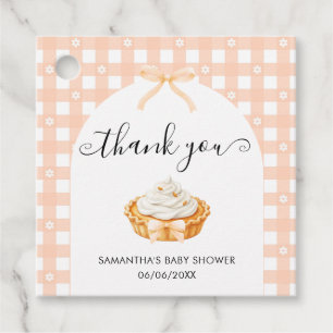 Peach Coquette Pumpkin Pie Baby Shower Thank You Favour Tags