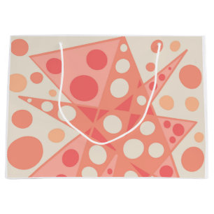Peach & coral abstract shapes large gift bag