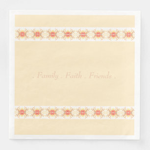 Peach Coral And Creamy Apricot Floral Detailed Napkin