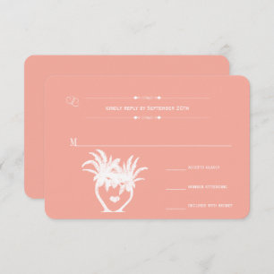 Peach Coral Beach Destination Wedding  RSVP Invitation