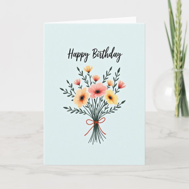 Peach Coral Birthday Card (Front)