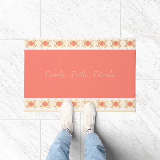 Peach Coral Floral Doormat (Indoor)
