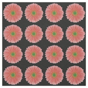 Peach Coral Gerbera Daisy Fabric