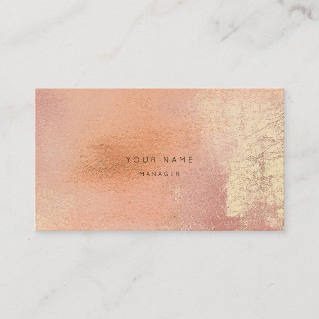 Peach Coral Gold Metalli Abstract Appointment Card (Front)