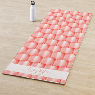 Peach Coral Metallic Abstract Elegant Le Yoga Mat