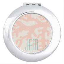 Peach Coral Monogram Compact Mirror