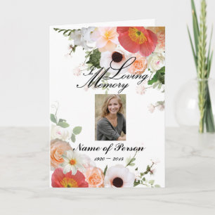 Peach Coral Orange Flowers Funeral Program Programme