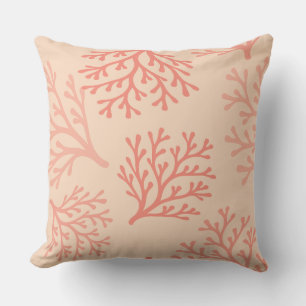 peach coral pillow, coastal throw pillow, coral de cushion