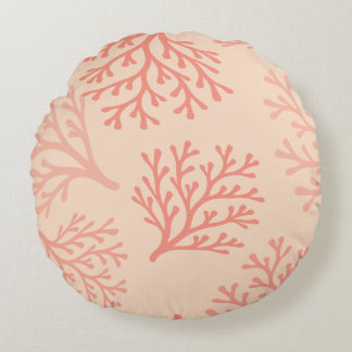 peach coral pillow, coastal throw pillow, coral de round cushion