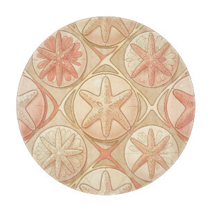 Peach Coral Starfish and Sand Dollar Cutting Board