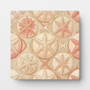 Peach Coral Starfish and Sand Dollar  Plaque