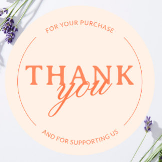 Peach Coral Thank you Feminine Minimalist Sticker