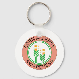 Peach Corn Allergy Awareness Logo Key Ring