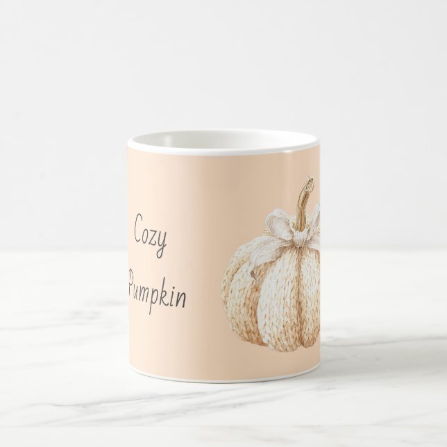 Peach Cosy Pumpkin with Bow Coffee Mug (Center)